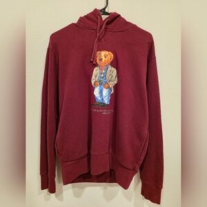 Polo by Ralph Lauren Maroon Hoodie with Bear Design